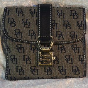 Dooney & Bourke Signature Bi Fold Wallet Front Clasp Pocket
